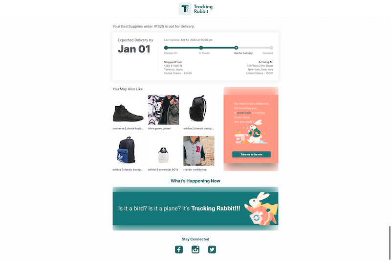 Tracking Rabbit Result page